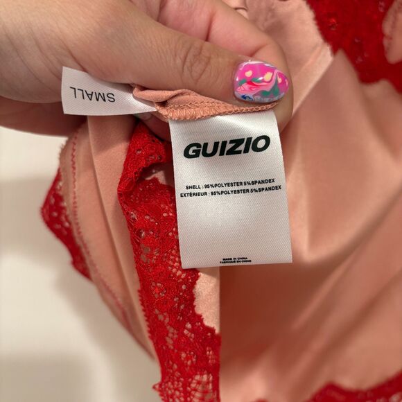 Danielle Guizio Blair Top Sleeveless Lace Trim Silky Tank Cami Pink Small - Picture 9 of 12